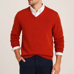 Izod Men's V-Neck Sweater in Bold Red